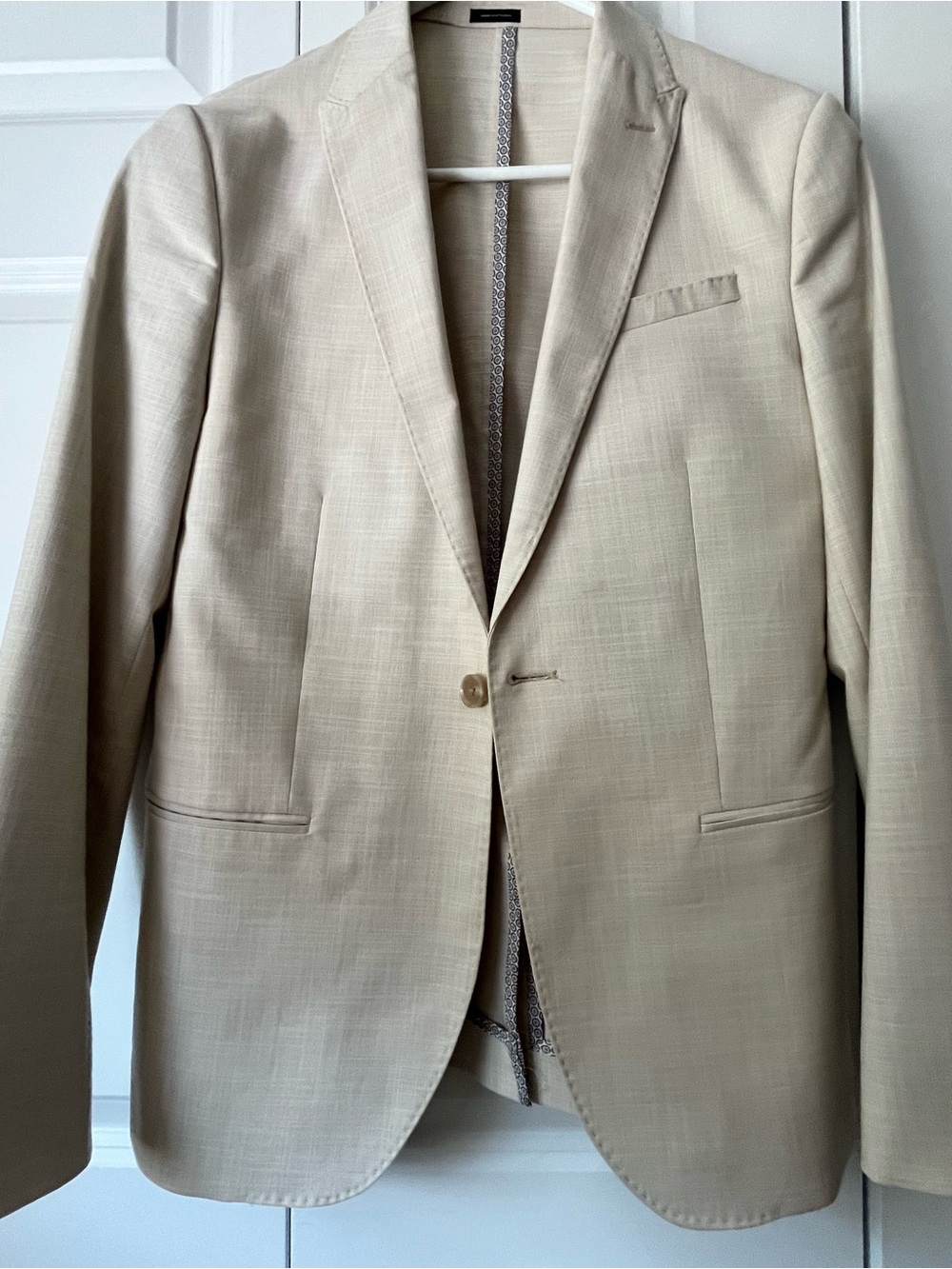 Men's Beige Single-Breasted Blazer